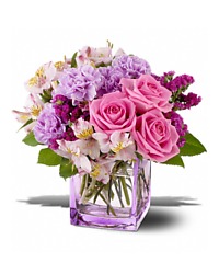 Pink and Purple Flowers cube